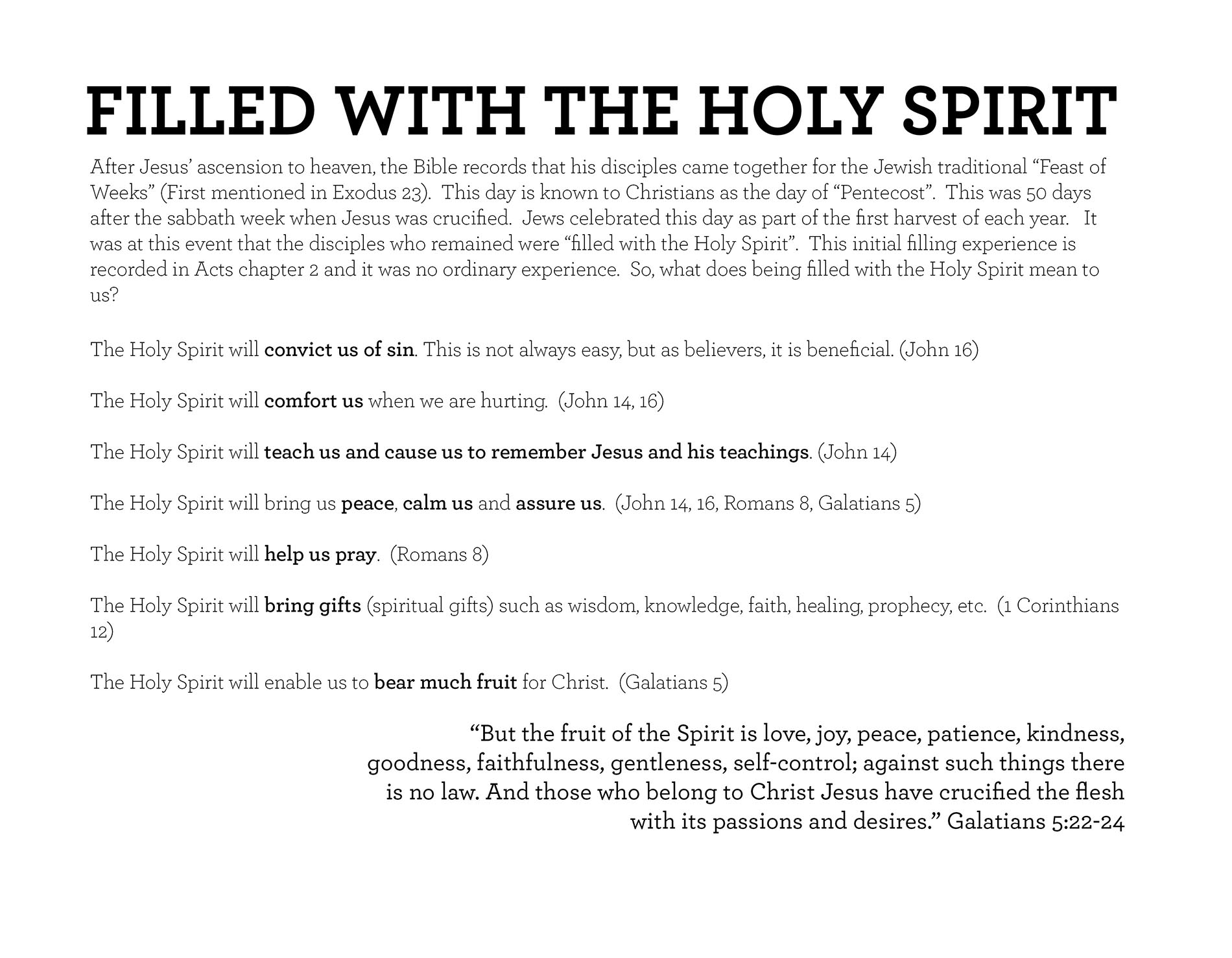 FILLED WITH THE HOLY SPIRIT Galatians 5:22-24